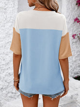 Load image into Gallery viewer, Color Block Round Neck Half Sleeve T-Shirt