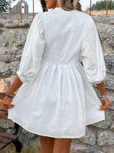 Load image into Gallery viewer, Lace Detail Half Button Three-Quarter Sleeve Dress