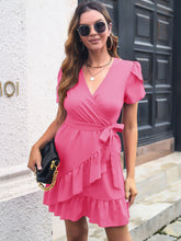 Load image into Gallery viewer, Tied Surplice Short Sleeve Dress