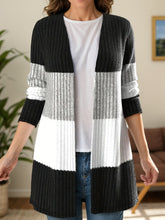 Load image into Gallery viewer, Color Block Open Front Long Sleeve Cardigan