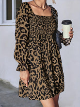 Load image into Gallery viewer, Leopard Smocked Flounce Sleeve Mini Dress