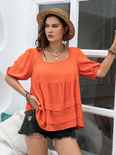 Load image into Gallery viewer, Plus Size Square Neck Half Sleeve Blouse