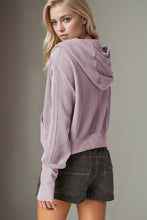 Load image into Gallery viewer, Double Take Waffle-Knit Zip Up Long Sleeve Hooded Jacket