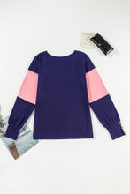 Load image into Gallery viewer, Color Block V-Neck Long Sleeve Top