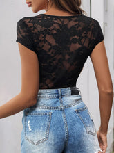 Load image into Gallery viewer, Perfee Lace V-Neck Cap Sleeve Bodysuit