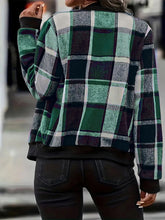 Load image into Gallery viewer, Plus Size Plaid Baseball Collar Zip Up Jacket