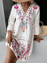 Load image into Gallery viewer, Lace Detail Printed Three-Quarter Sleeve Dress