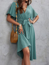 Load image into Gallery viewer, Surplice Flutter Sleeve Midi Dress
