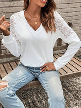Load image into Gallery viewer, Lace Detail V-Neck Long Sleeve Top