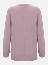 Load image into Gallery viewer, Side Slit Round Neck Long Sleeve T-Shirt