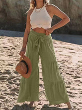 Load image into Gallery viewer, Tied Ruched Wide Leg Pants