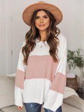 Load image into Gallery viewer, Color Block Round Neck Long Sleeve Sweater