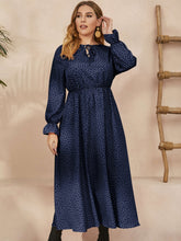 Load image into Gallery viewer, Plus Size Ruffled Polka Dot Long Sleeve Midi Dress