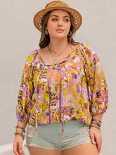 Load image into Gallery viewer, Plus Size Printed Tie Neck Blouse