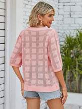 Load image into Gallery viewer, Openwork Round Neck Knit Top