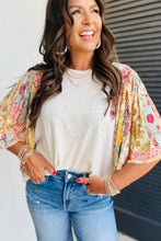 Load image into Gallery viewer, Printed Round Neck Flutter Sleeve Blouse