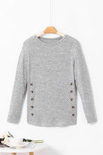 Load image into Gallery viewer, Decorative Button Round Neck Long Sleeve Top