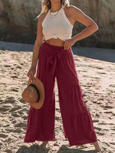 Load image into Gallery viewer, Tied Ruched Wide Leg Pants