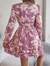 Load image into Gallery viewer, Tied Ruffled Printed Long Sleeve Dress