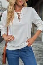 Load image into Gallery viewer, Lace Up Long Sleeve Hoodie