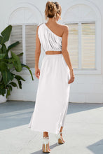 Load image into Gallery viewer, Ruched One Shoulder Top and Slit Skirt Set