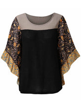 Load image into Gallery viewer, Full Size Printed Round Neck Three-Quarter Sleeve Blouse