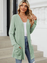 Load image into Gallery viewer, Pocketed Open Front Long Sleeve Cardigan