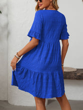 Load image into Gallery viewer, Mandy Ruffled Ruched Round Neck Half Sleeve Dress