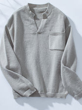 Load image into Gallery viewer, Pocketed Notched Long Sleeve Knit Top