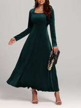 Load image into Gallery viewer, Square Neck Long Sleeve Velvet Dress