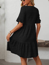 Load image into Gallery viewer, Mandy Ruffled Ruched Round Neck Half Sleeve Dress