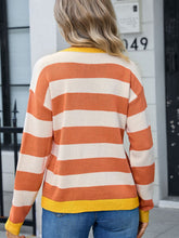 Load image into Gallery viewer, Striped Round Neck Dropped Shoulder Sweater