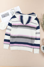 Load image into Gallery viewer, Plus Size Striped Long Sleeve Hooded Sweater