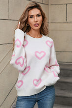 Load image into Gallery viewer, Angel Wings Heart Round Neck Dropped Shoulder Long Sleeve Sweater
