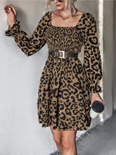 Load image into Gallery viewer, Leopard Smocked Flounce Sleeve Mini Dress