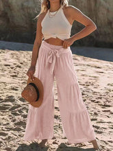 Load image into Gallery viewer, Tied Ruched Wide Leg Pants