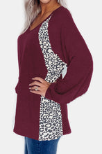Load image into Gallery viewer, Full Size Leopard V-Neck Long Sleeve T-Shirt