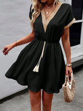 Load image into Gallery viewer, Devine Contrast Trim V-Neck Short Sleeve Mini Dress