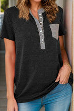 Load image into Gallery viewer, Full Size Half Button Short Sleeve T-Shirt