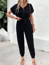 Load image into Gallery viewer, V-Neck Short Sleeve Jumpsuit