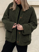 Load image into Gallery viewer, Contrast Button Up Sherpa Jacket with Pockets