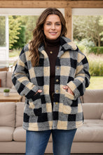 Load image into Gallery viewer, Plus Size Plaid Button Up Long Sleeve Coat