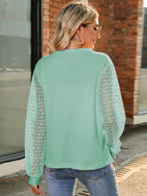 Load image into Gallery viewer, Full Size Round Neck Lace Long Sleeve T-Shirt Plus Size