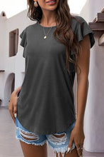 Load image into Gallery viewer, Ruffled Round Neck Cap Sleeve Blouse