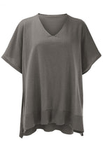 Load image into Gallery viewer, Slit V-Neck Half Sleeve Knit Top