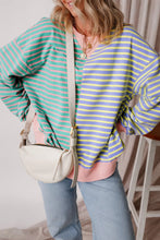 Load image into Gallery viewer, Contrast Stripes Round Neck Long Sleeve Sweatshirt