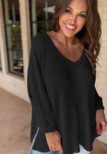Load image into Gallery viewer, Side Slit V-Neck Long Sleeve Top