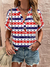 Load image into Gallery viewer, Full Size Printed Notched Short Sleeve Blouse