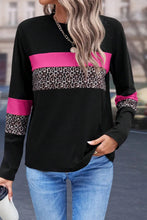Load image into Gallery viewer, Leopard Round Neck Long Sleeve Blouse