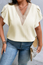 Load image into Gallery viewer, Plus Size V-Neck Petal Sleeve Blouse